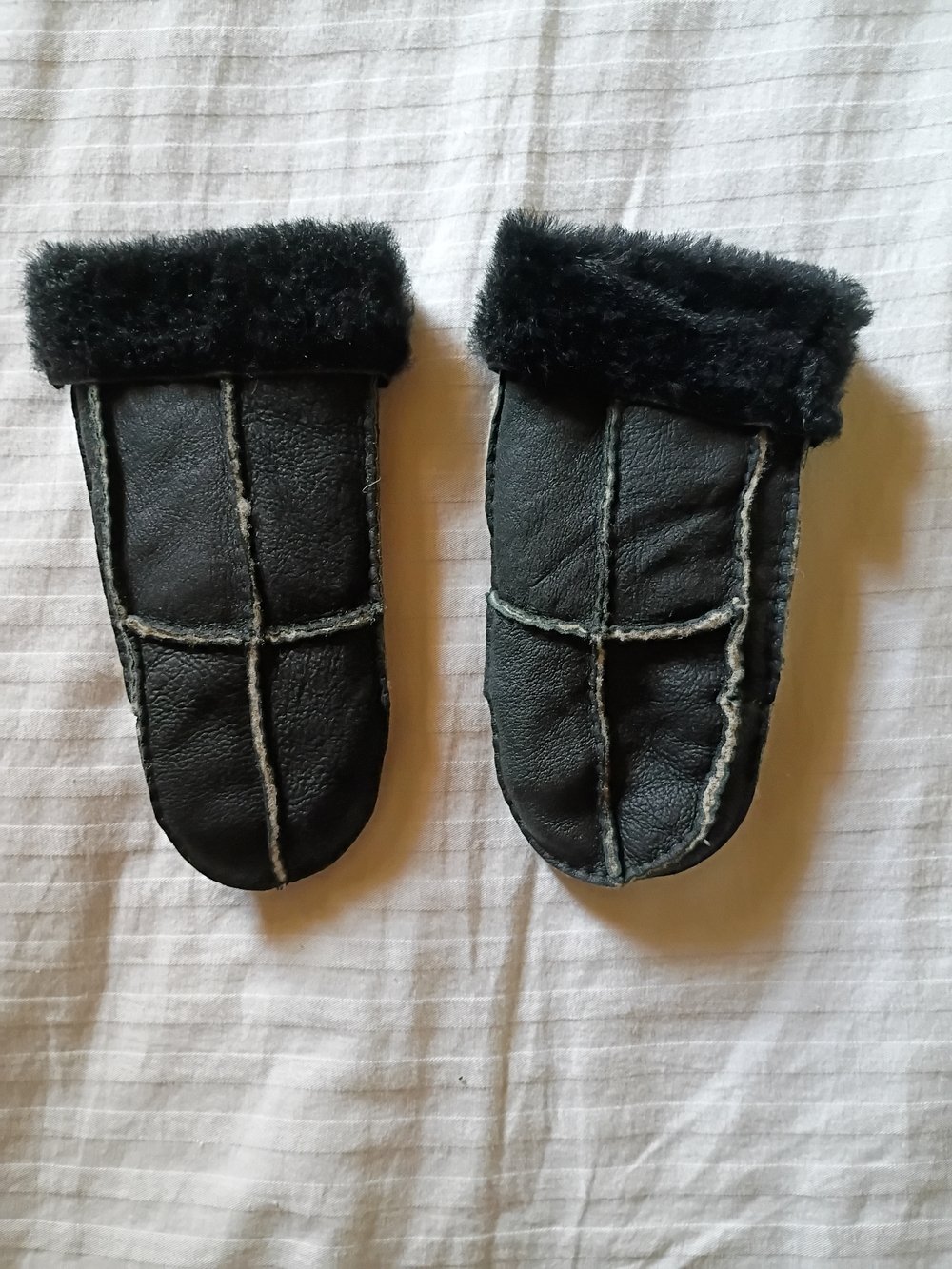 Black Shearling Lined Mittens